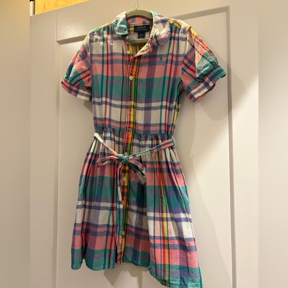 Ralph Lauren Girls Plaid Button-Front Shirt Dress - Pastel Perfection for Spring